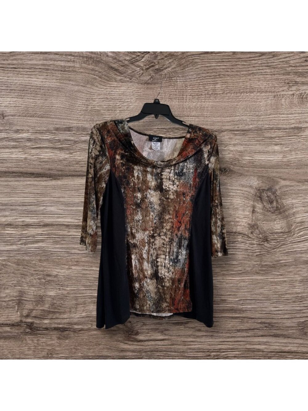 Libra Multi Color Soft Knit Cowl Neck Abstract Print Multi Color Tunic XL